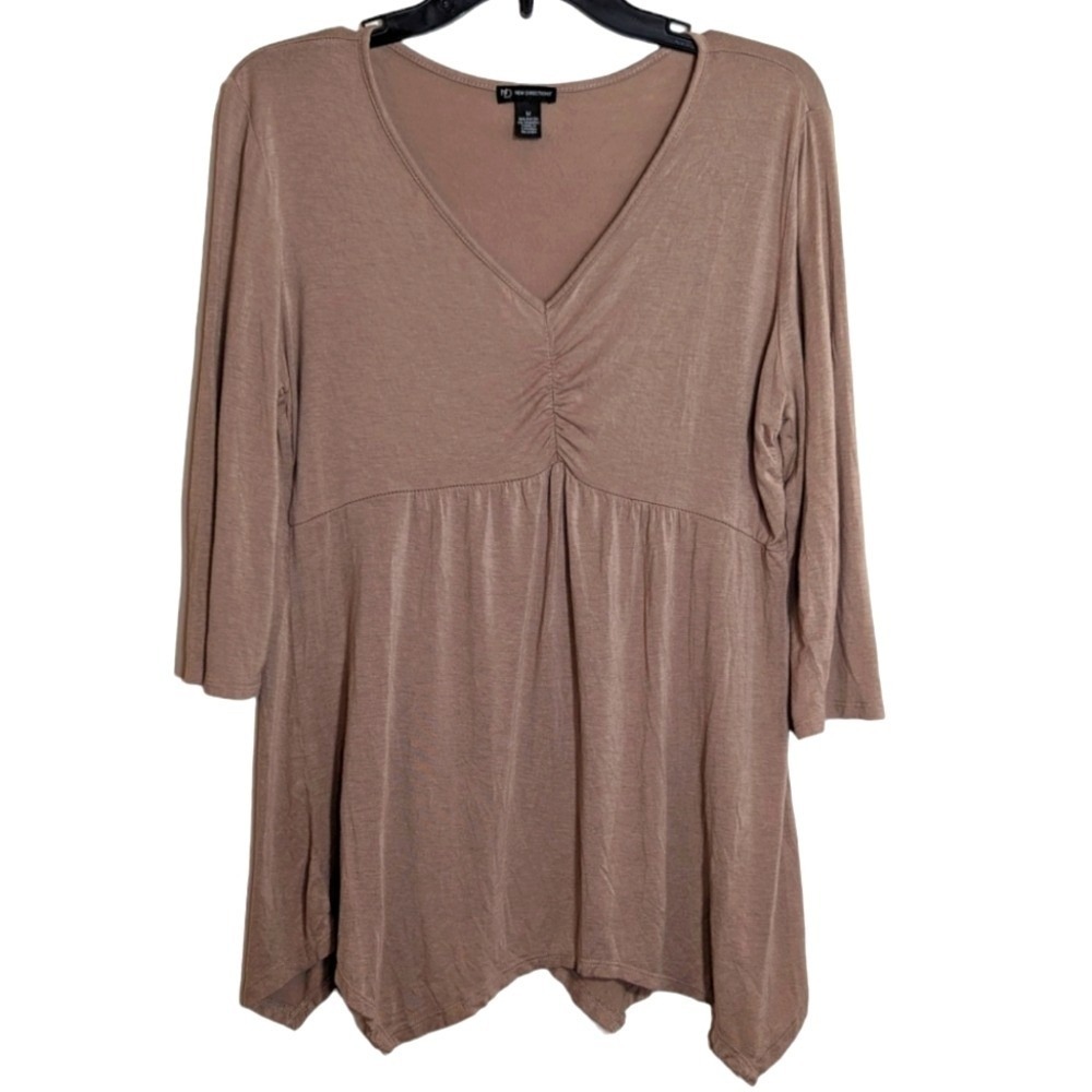 NEW DIRECTIONS Size‎ M, 3/4 Sleeve, Brown Knit Tunic  Top